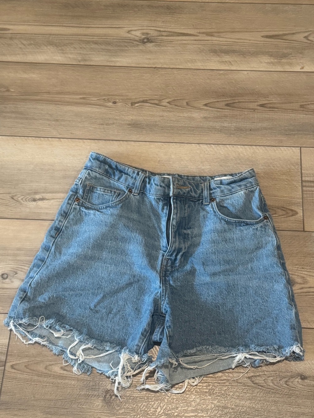 H&M Light Blue Distressed Denim Shorts